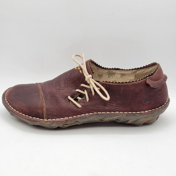 EL NATURALISTA Women's 10 Burgundy Leather Comfort Shoes Unique Quality Spain - Picture 2 of 13